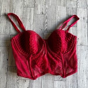 Red Lace Bra Victoria’s‎ Secret Bustier Top 34 C